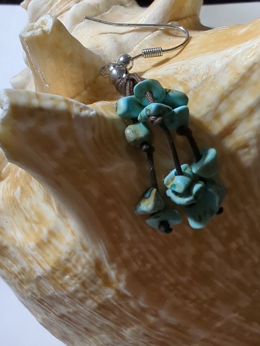 Vtg. 1989 Premier Designs Turquoise Chips Multi Strand Bracelet & Earrings Signe - Picture 6 of 14